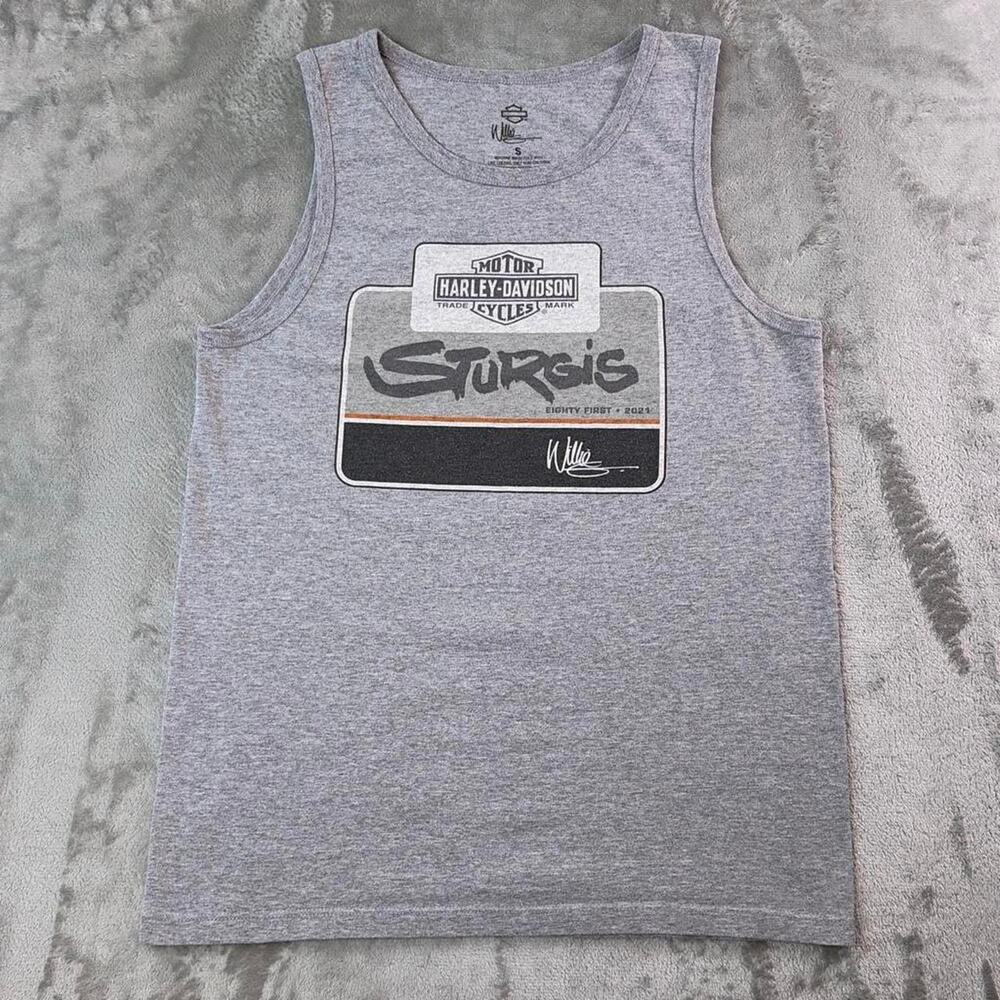 Harley Davidson Sturgis Tank Top Mens Small Gray 2021 Willie G USA Motorcycle